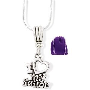 I Love My Sailor Charm Snake Chain Necklace